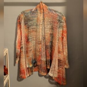 Lightweight Open-Front Cardigan in Multicolor Orange